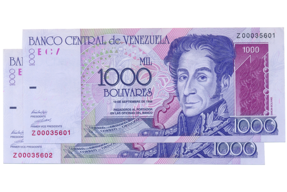 Reposición Billetes 1000 Bolívares Sept 1998 Z00035601 y Z0003560 - Numisfila