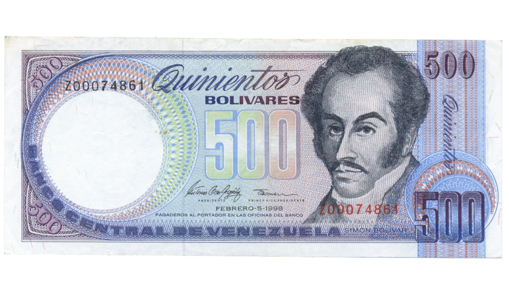 Reposición Billete 500 Bolívares 1998 Z8 Serial Z00074861 - Numisfila