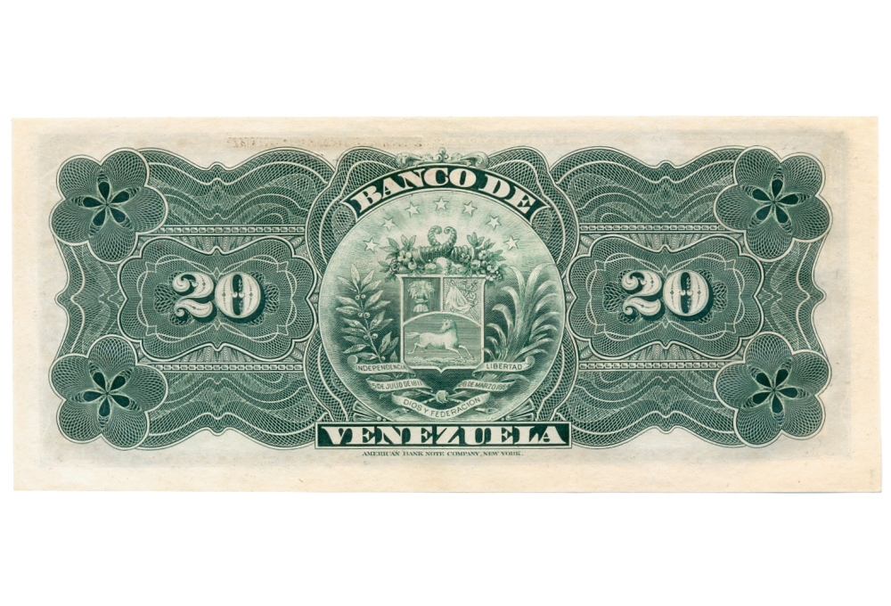 Billete Banco de Venezuela 20 Bolívares 1910 Remainder - Banca Privada   - Numisfila