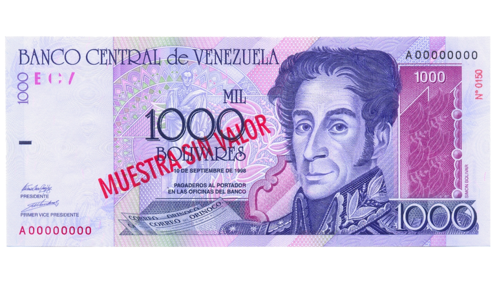 Billete Muestra Sin Valor 1000 Bolívares Sept 1998 #015 - Numisfila
