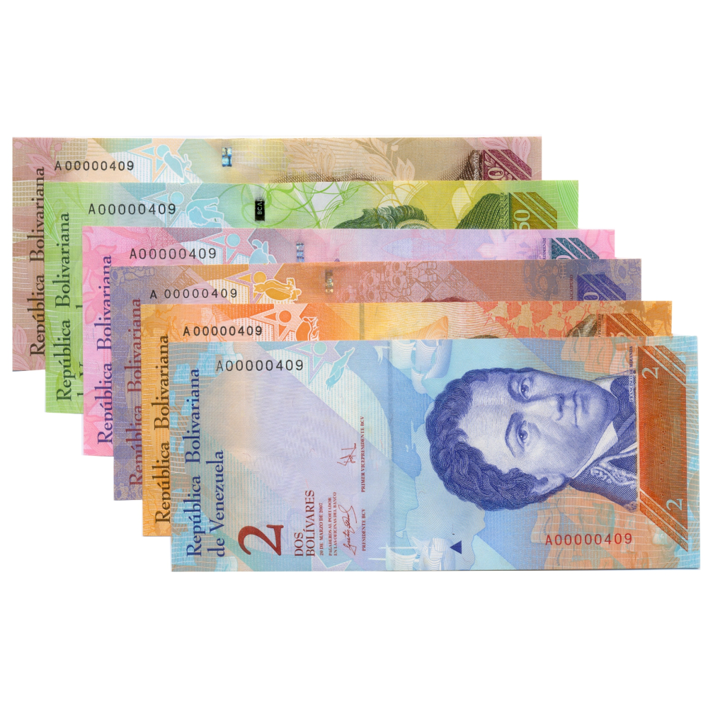 Serial Bajo A00000409 Set 6 Billetes Bolívar Fuerte 2007 - Numisfila