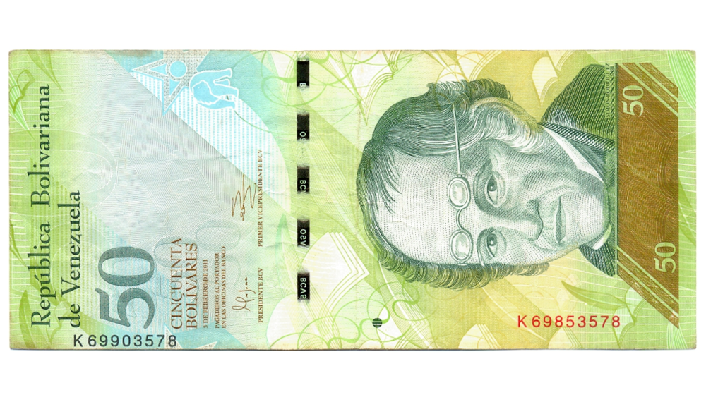 Error Billete 50 Bolívares 2011 Seriales Diferentes Desplazamiento de Pliego - Numisfila