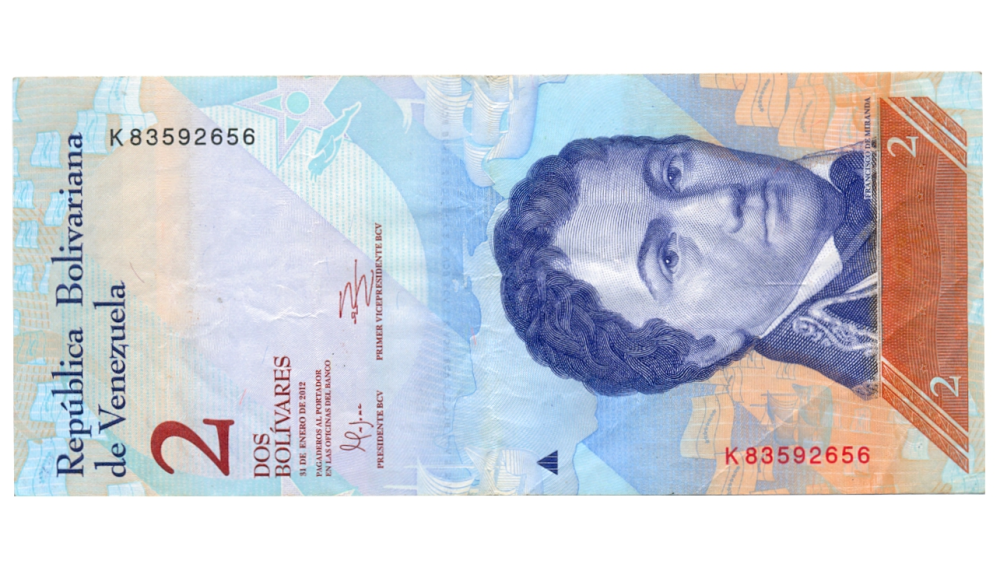 Error Billete 2 Bolívares 2012 K8 Reverso Desplazado  - Numisfila