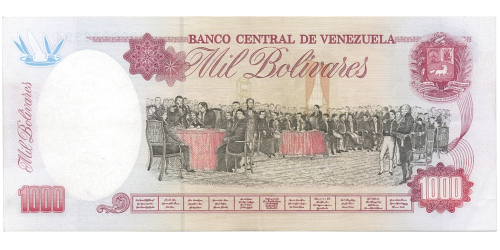 Billete Reposición 1000 Bolívares 1995 Serial W000078394  - Numisfila