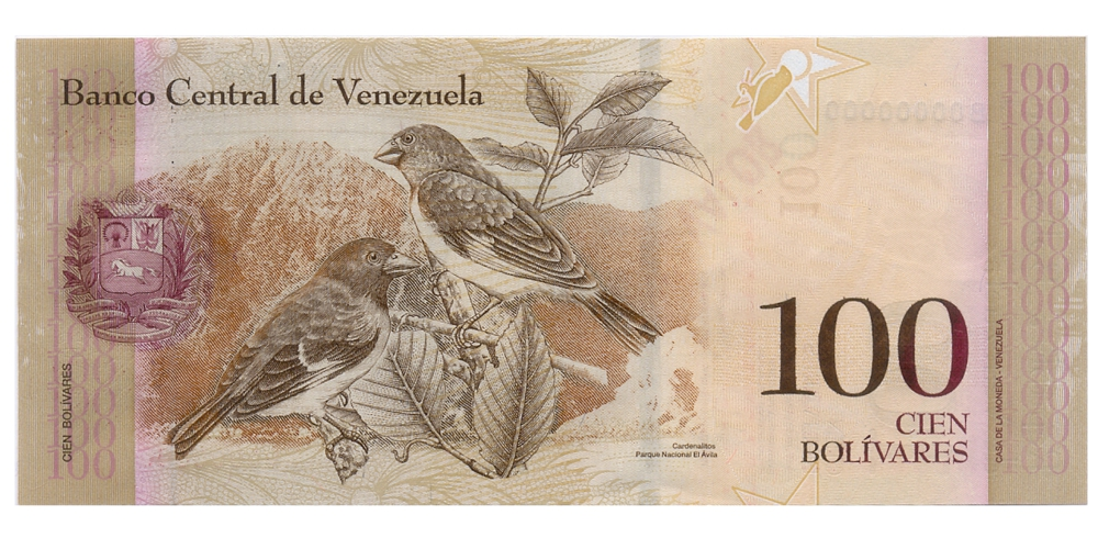 Billete Muestra Sin Valor 100 Bolívares 2008 N0844  - Numisfila