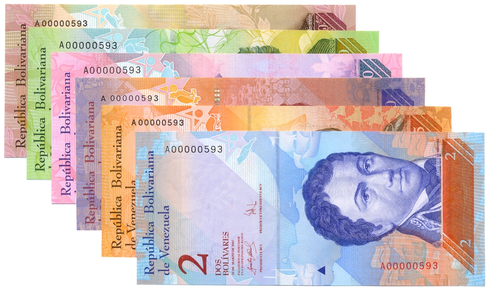 Serial Bajo A00000593 Set 6 Billetes Bolívar Fuerte 2007 - Numisfila