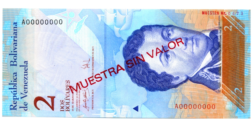 Muestra Sin Valor Billete 2 Bolívares Marzo 2007 #0473 - Numisfila