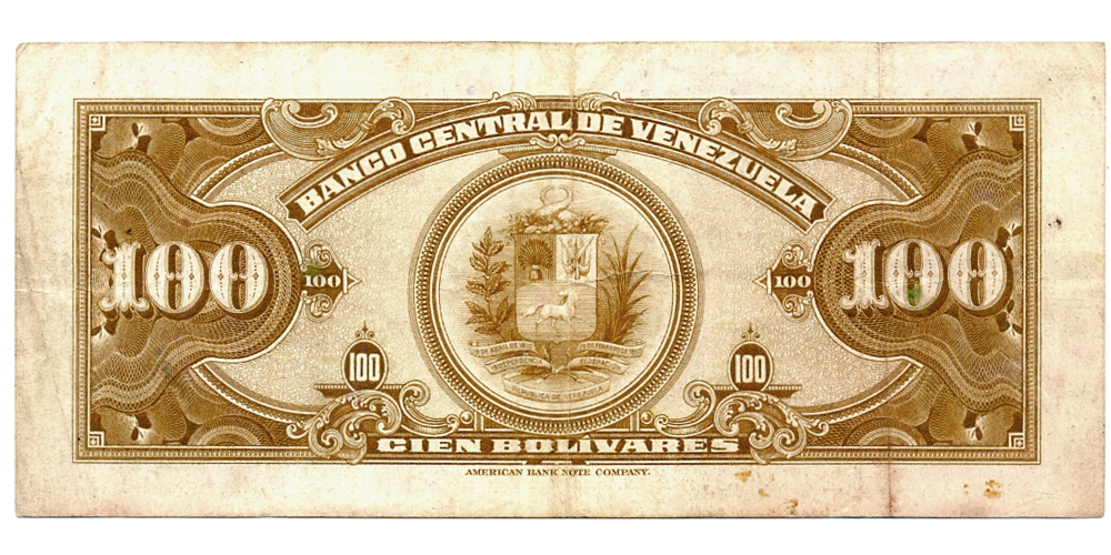 Billete 100 Bolivares 1962 M6 Serial M688090  - Numisfila