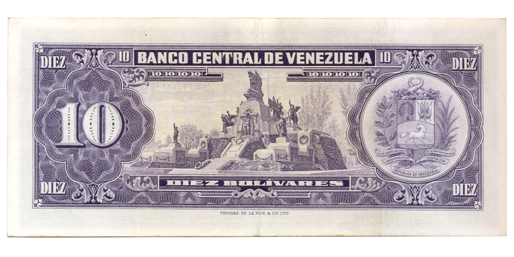 Billete 10 Bolívares 1966 Z7 Serial Z4002546  - Numisfila