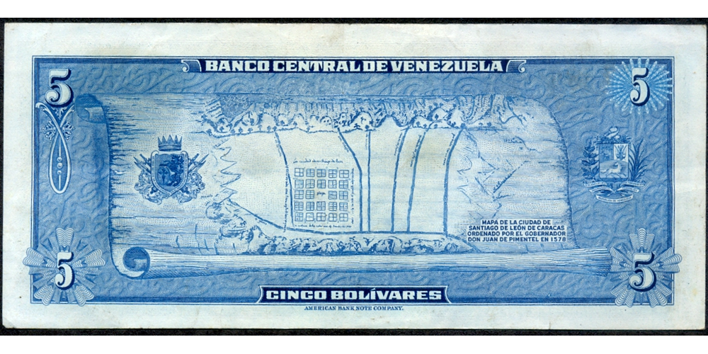 Billete 5 Bolívares 1966 A7 Serial A5734553 - Dieguito  - Numisfila