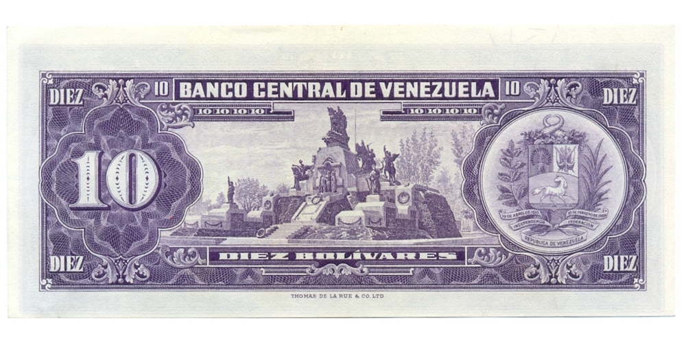 Bello Billete 10 Bolívares 1963 M7 Serial M5952202  - Numisfila