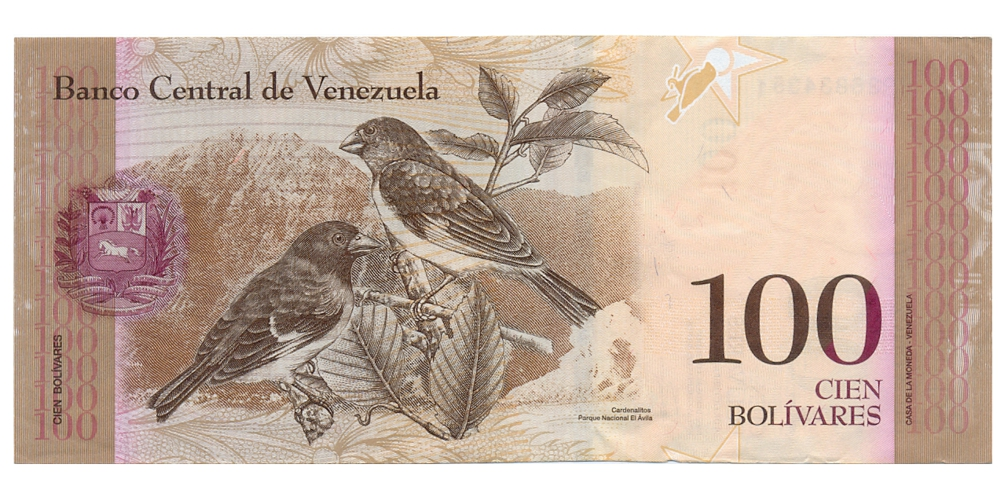 Error Billete 100 Bolívares 2013 Último Número Desalineado Seriales BP3683435 "1"  - Numisfila