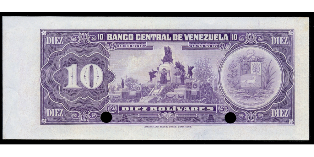 Specimen Billete 10 Bolívares 1976 Serial J00000001  - Numisfila