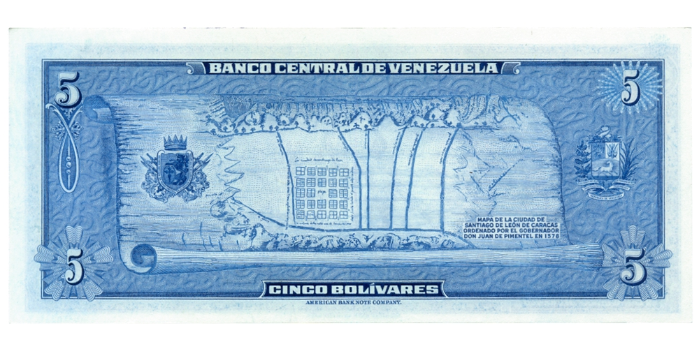 Billete 5 Bolívares 1966 Difícil D7 Serial D1803198  - Numisfila