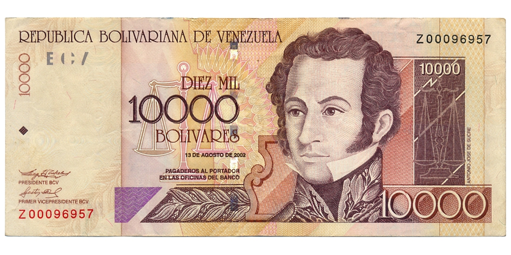 Billete Reposición 10000 Bolívares 2002 Z8 Serial Z00096957 - Numisfila