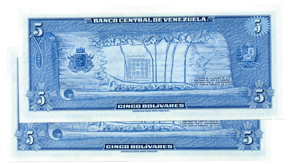 Pareja Billetes 5 Bolívares 1966 C7 Seriales C1729879 y C1729880  - Numisfila