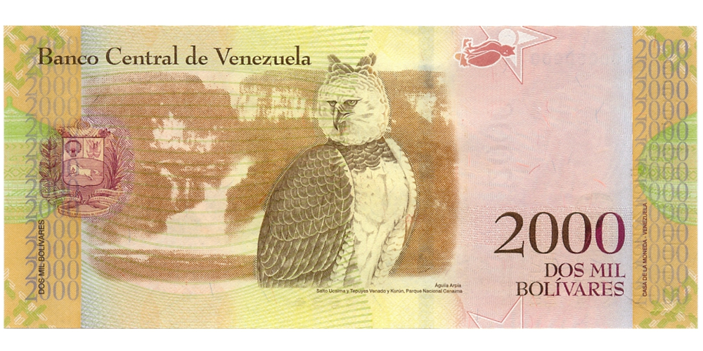 Muestra Sin Valor Billete 2000 Bolívares 2016 Serial A0000000  - Numisfila