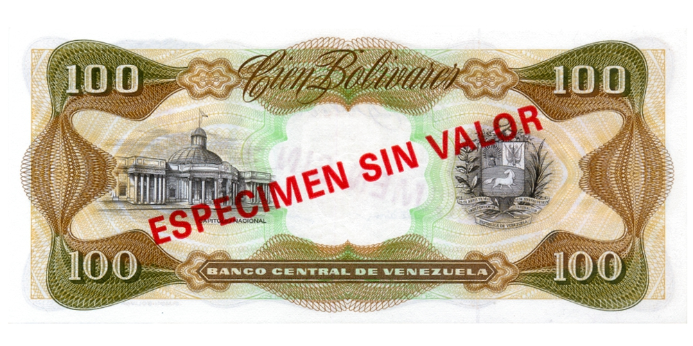 Billete Espécimen Sin Valor 100 Bolívares Diciembre 1992   - Numisfila