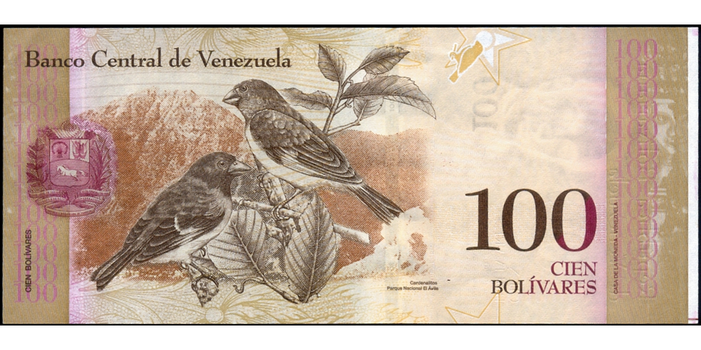 Error de Corte Billete 100 Bolívares 2015 BA8 Serial BA67712301  - Numisfila