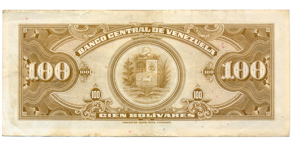 Billete 100 Bolívares 1961 L7 Serial L2456908  - Numisfila