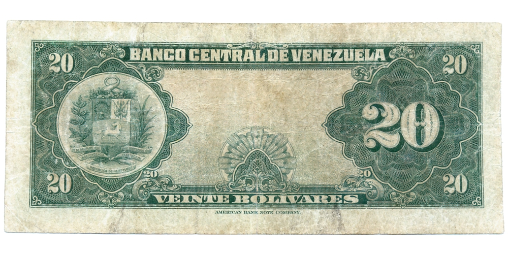 Billete 20 Bolívares Junio 1959 Difícil S7 Serial S2974431  - Numisfila