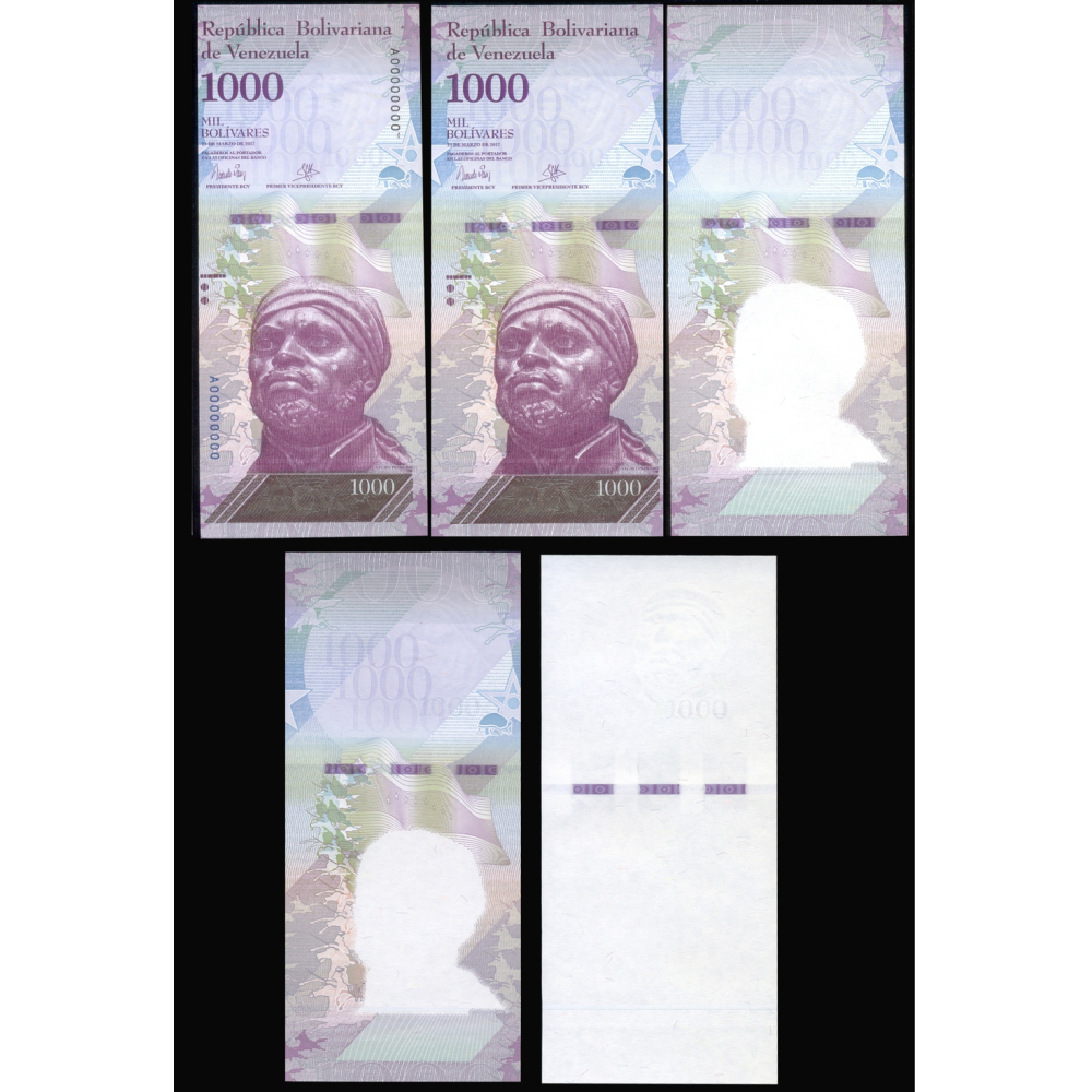 Set 5 Pruebas Progresivas Impresión Billete 10000 Bolívares 2017 - Numisfila