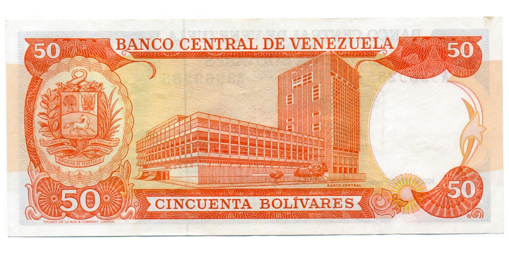 Billete 50 Bolívares Noviembre 1972 A7 Serial A3969285  - Numisfila