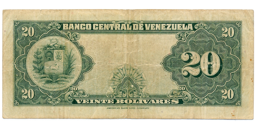 Billete 20 Bolivares Mayo 1951 F6 Serial F684114  - Numisfila