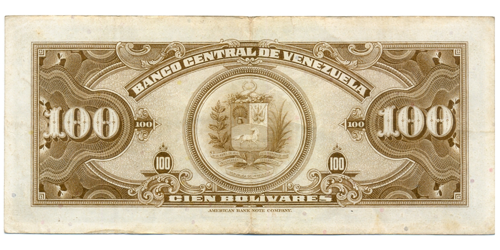 Billete 100 Bolívares 1960 Difícil L6 Serial L468888  - Numisfila