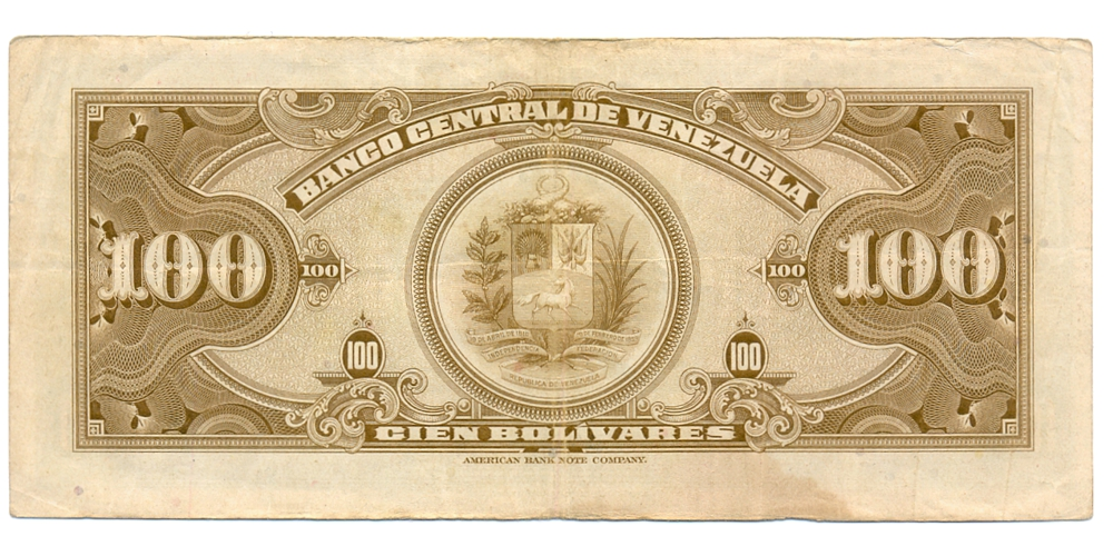Billete 100 Bolívares Abril 1954 D7 Serial D2846308  - Numisfila