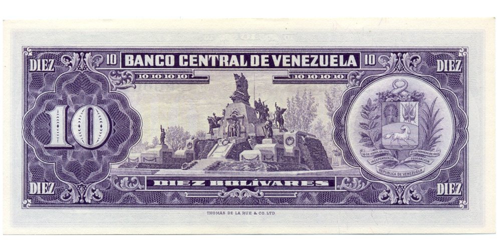 Bello Billete 10 Bolivares Noviembre 1968 E7 Serial E8380061  - Numisfila