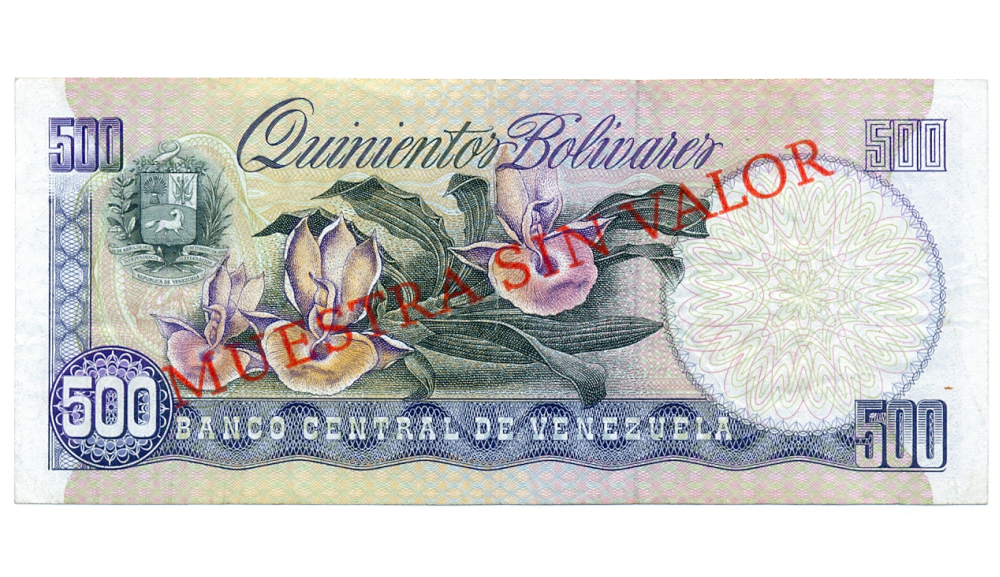 Billete Muestra Sin Valor 500 Bolívares 1981 1ra Orquídea  - Numisfila