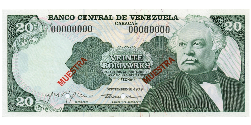 Muestra Muestra Billete 20 Bolívares 1979 - Numisfila