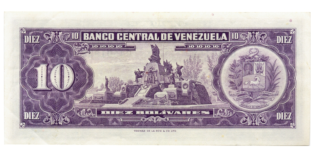 Billete 10 Bolívares 1961 G7 Serial G4591822 Cara Volteada  - Numisfila