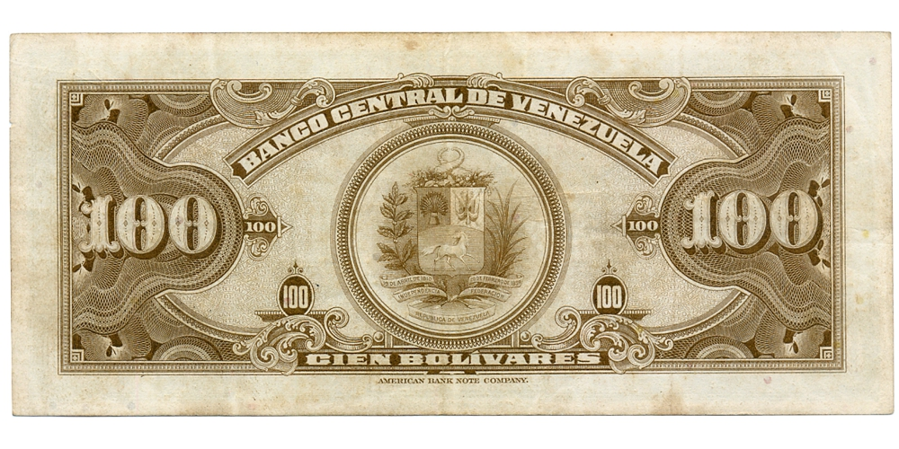 Billete 100 Bolívares 1961 Difícil L6 Serial L737195  - Numisfila
