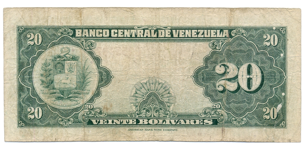 Billete 20 Bolívares Octubre 1948 C7 Serial C2554973  - Numisfila