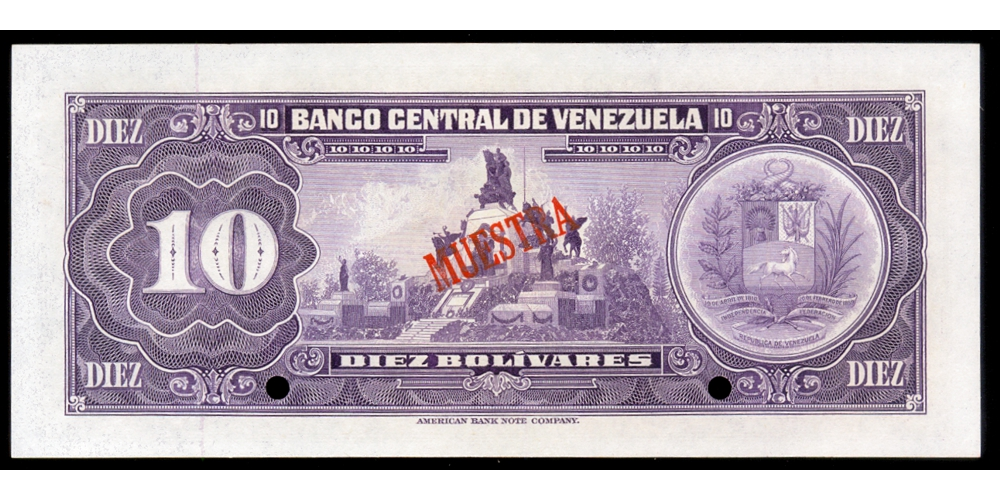 Billete Muestra 10 Bolívares Abril 1972   - Numisfila