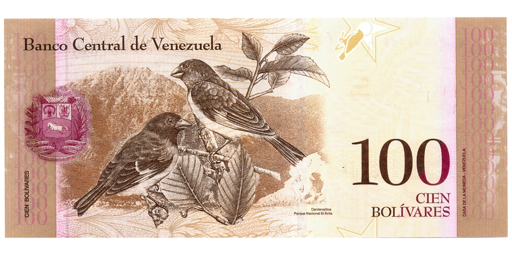 Billete 100 Bolívares 2013 AD8 Capicúa y Binario AD84444448  - Numisfila