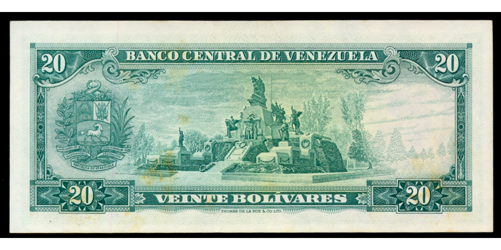Bello Billete 20 Bolívares 1968 M7 Serial M3022176  - Numisfila