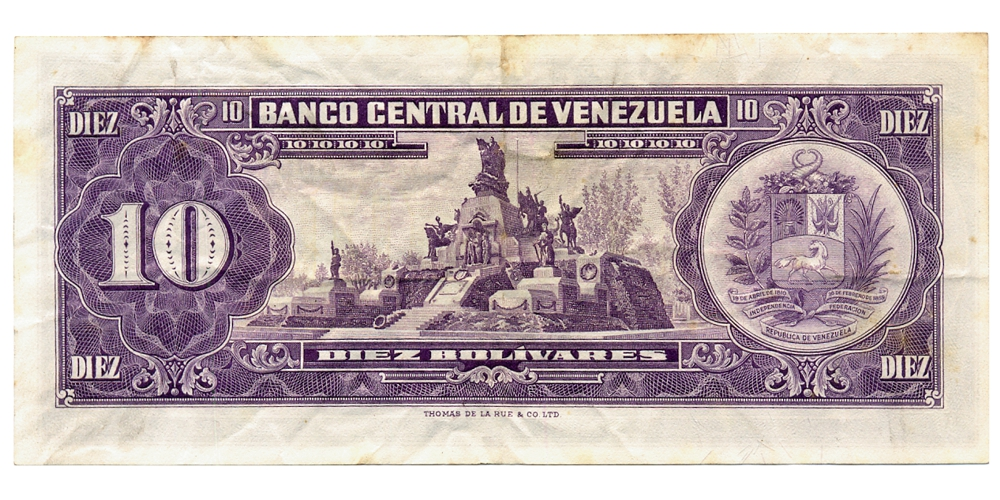 Billete 10 Bolívares 1963 L7 Serial L4366067  - Numisfila