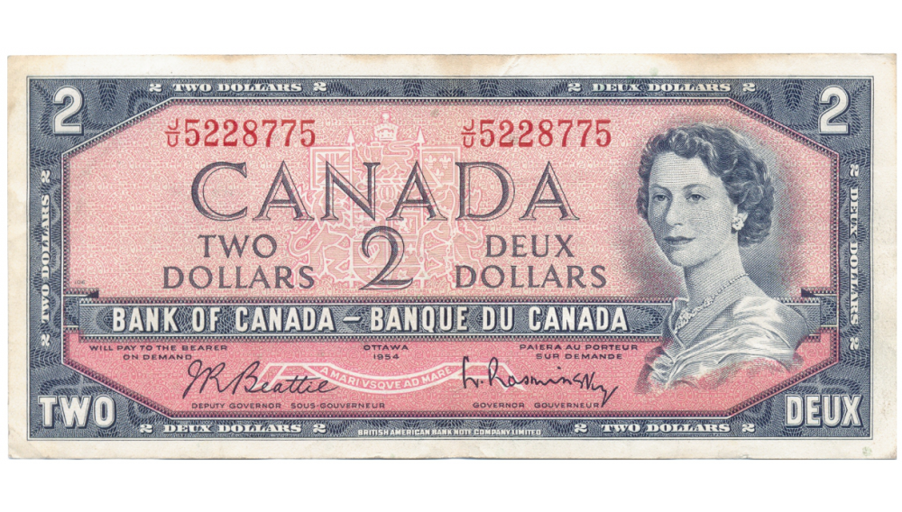 Billete Canadá 2 Dólares 1954 Reina Elizabeth II  - Numisfila