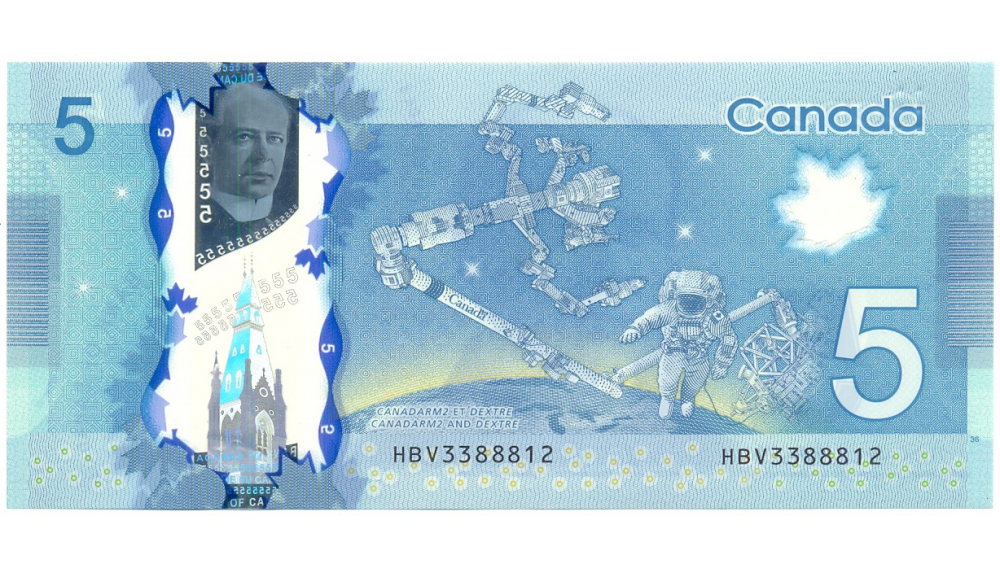 Billete Plástico Canadá 5 Dólares 2013 Astronauta Sir Wilfrid Laurier  - Numisfila
