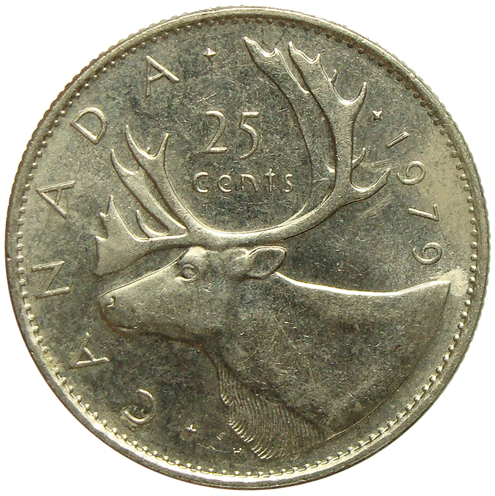 Moneda Canada 25 Centavos 1979-1989 Caribu  - Numisfila