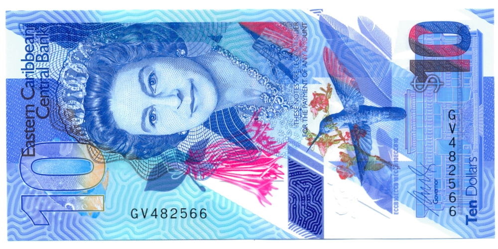 Billete Plastico Caribe del Este 10 Dolares 2019 - Colibri - Numisfila