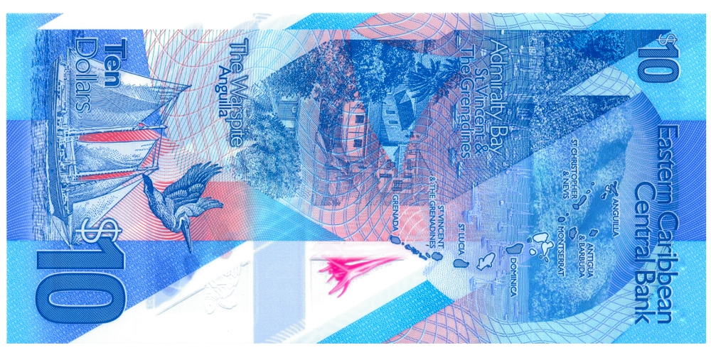 Billete Plastico Caribe del Este 10 Dolares 2019 - Colibri  - Numisfila