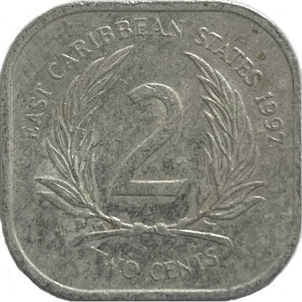Moneda Caribe del Este 2 Cents 1995 - 99  - Numisfila