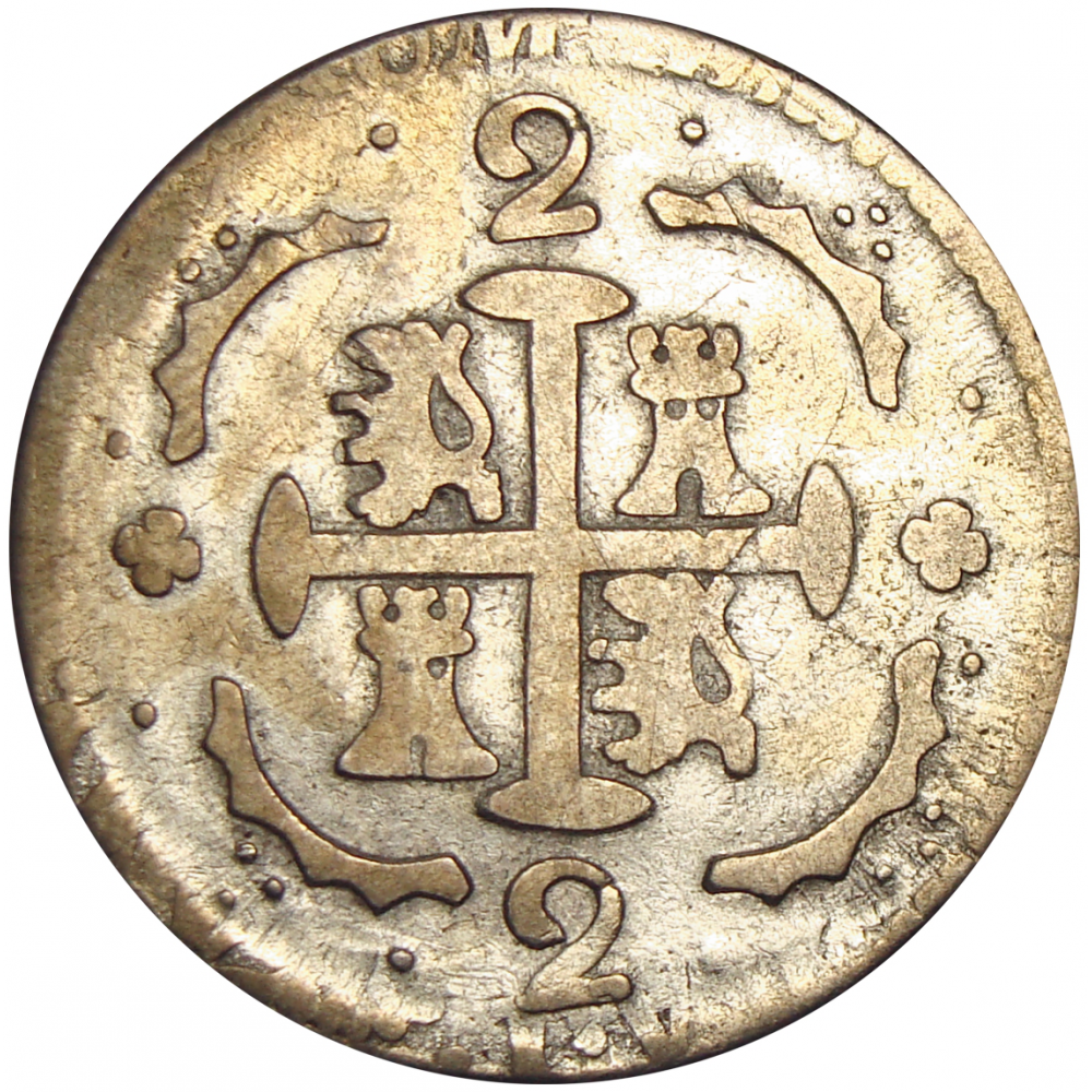 Moneda 2 Reales 1830 Anacrónica 1818 Gran Colombia B. S. Leon Castillo   - Numisfila