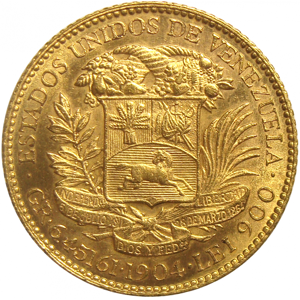 Moneda de Oro 20 Bolivares 1904 "Bolívar" - Numisfila