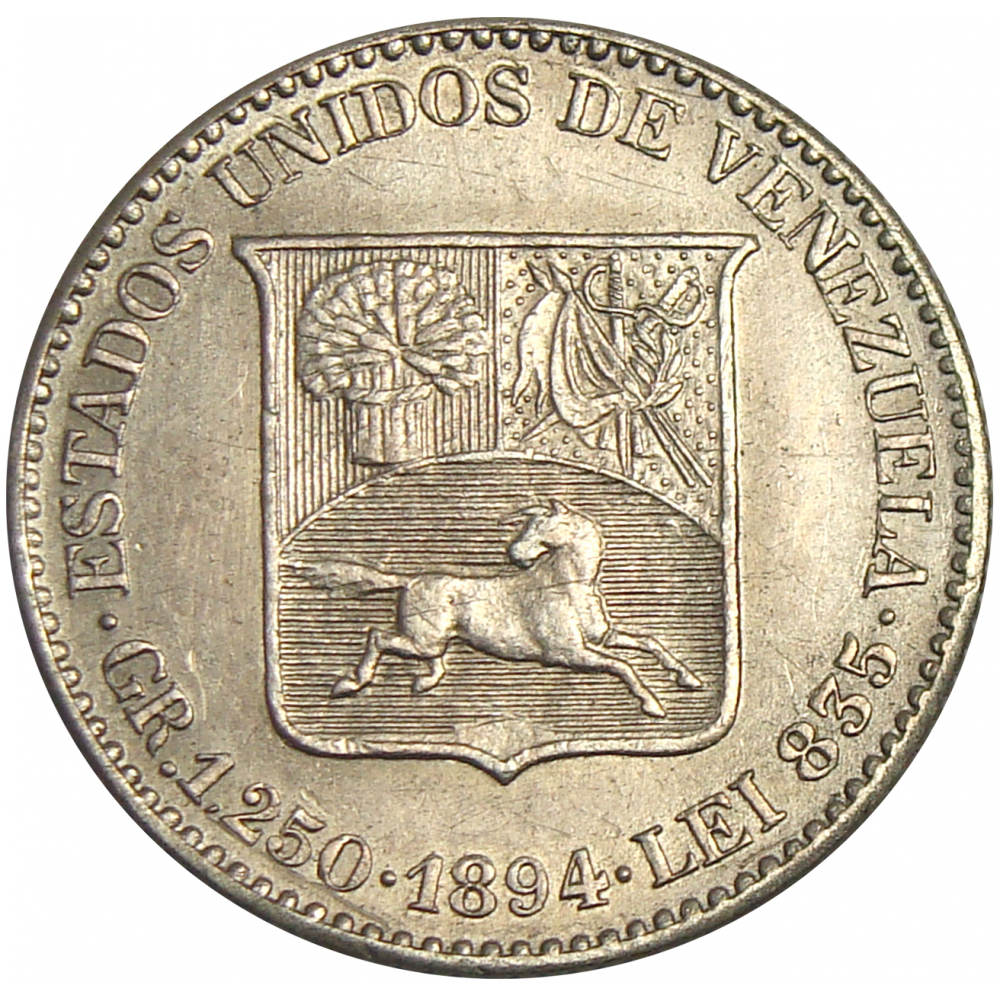 Moneda Plata ¼ de Bolivar - Medio 1894 - Numisfila
