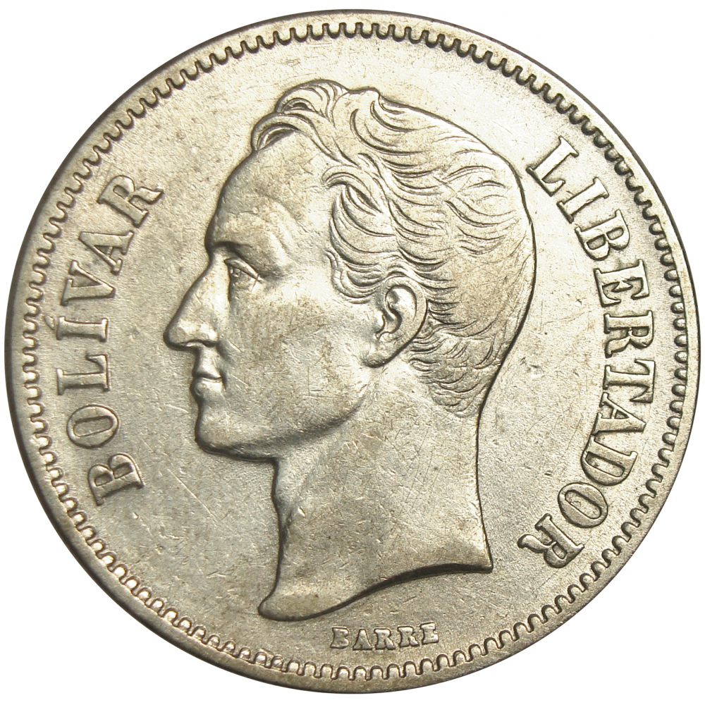 Moneda Plata 2 Bolívares 1924 Fecha Ancha  - Numisfila